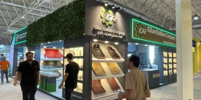 نمونه طراحی و ساخت غرفه نمایشگاهی برای شركت لاستيک گيلان